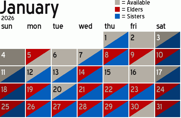 Missionary Dinner Calendar