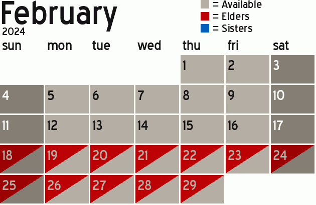 Missionary Dinner Calendar