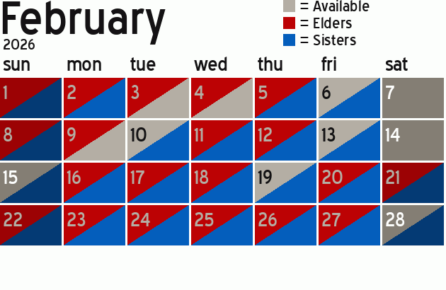 Missionary Dinner Calendar