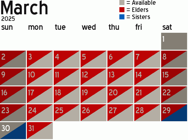 Missionary Dinner Calendar