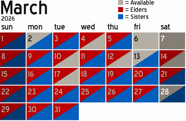 Missionary Dinner Calendar