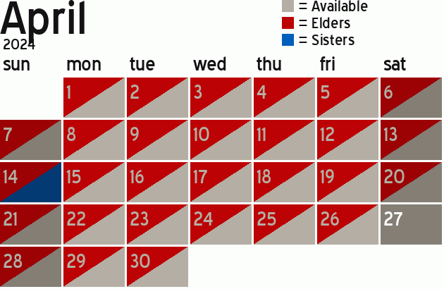 Missionary Dinner Calendar