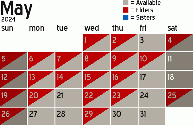 Missionary Dinner Calendar