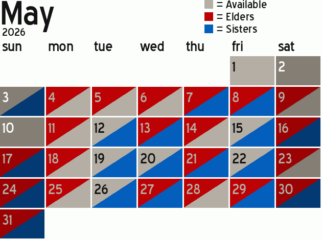 Missionary Dinner Calendar