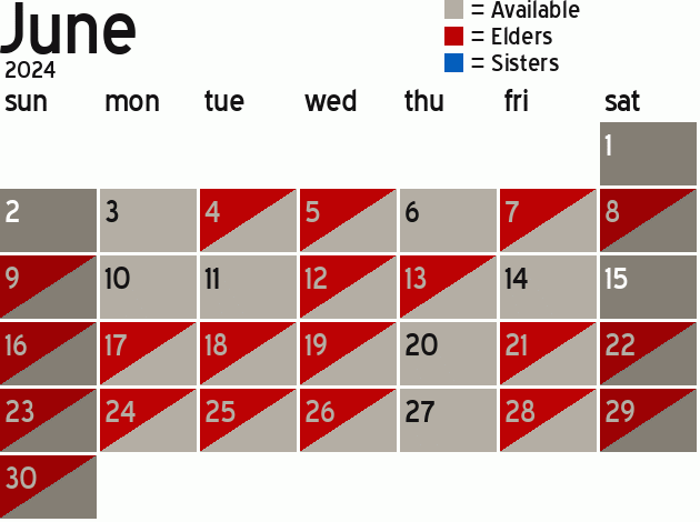 Missionary Dinner Calendar