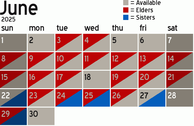 Missionary Dinner Calendar