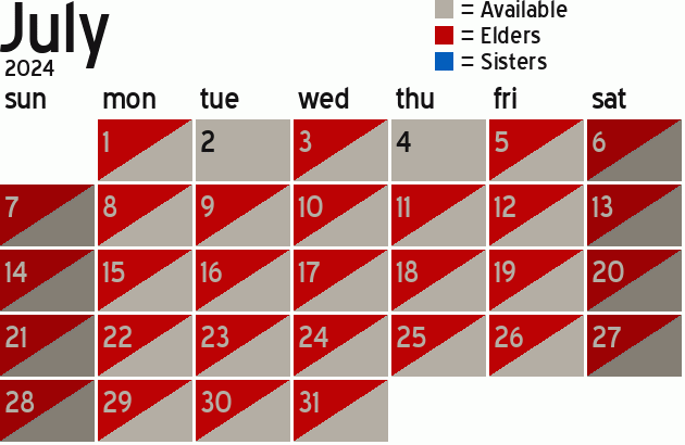 Missionary Dinner Calendar