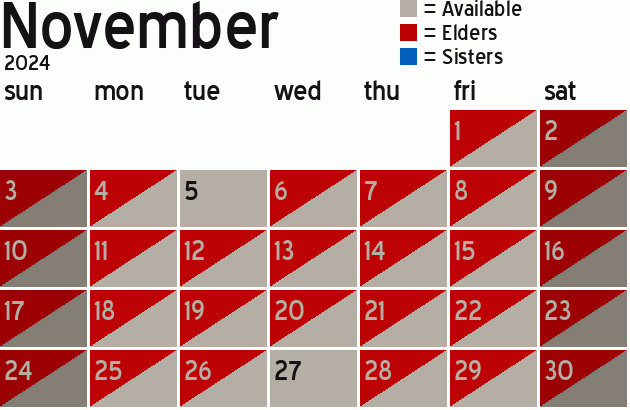 Missionary Dinner Calendar