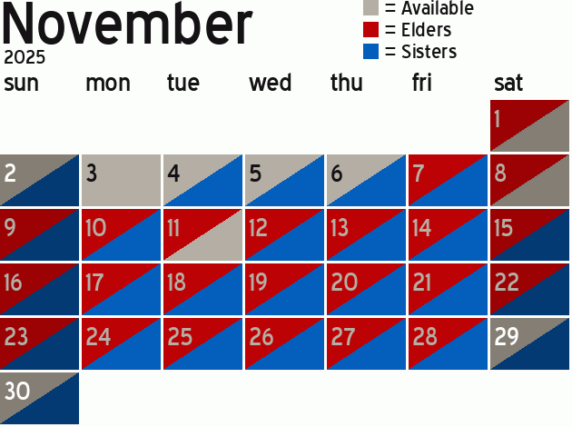 Missionary Dinner Calendar