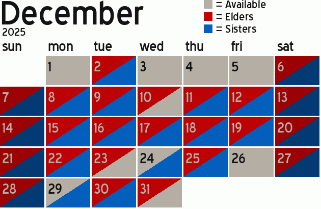 Missionary Dinner Calendar
